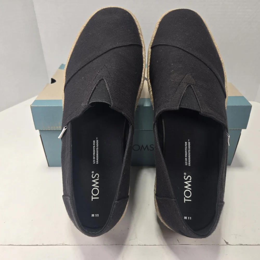 TOMS Alpagata Rope 2.0 Espadrille Men's Black Slip-On Shoes Size 11